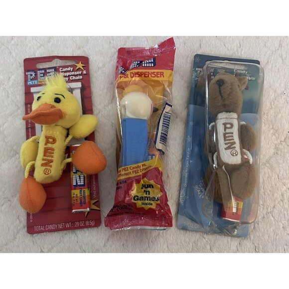 Pez Dispensers Lot Of 3 NWT 2 Keychain Stuffed Animals And 1 Jack In The Box - Picture 1 of 4